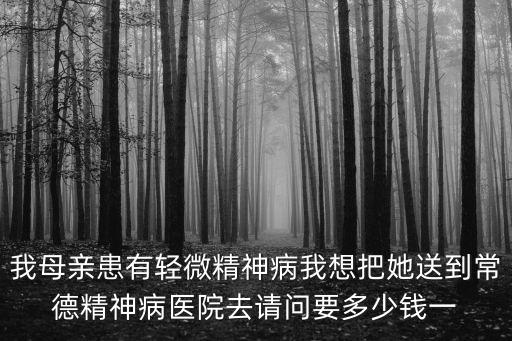 我母親患有輕微精神病我想把她送到常德精神病醫(yī)院去請問要多少錢一