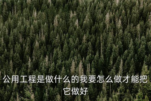 公用工程，公用工程是做什么的我要怎么做才能把它做好