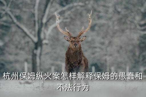 杭州保姆縱火案怎樣解釋保姆的愚蠢和不法行為