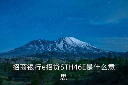 招商銀行e招貸STH46E是什么意思