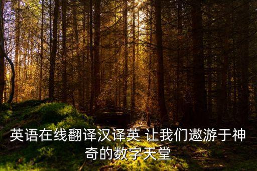英語在線翻譯漢譯英 讓我們遨游于神奇的數(shù)字天堂
