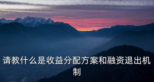請教什么是收益分配方案和融資退出機制