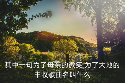 其中一句為了母親的微笑 為了大地的豐收歌曲名叫什么