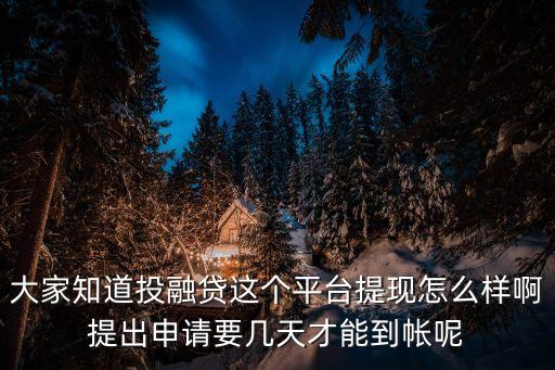 大家知道投融貸這個(gè)平臺(tái)提現(xiàn)怎么樣啊提出申請(qǐng)要幾天才能到帳呢
