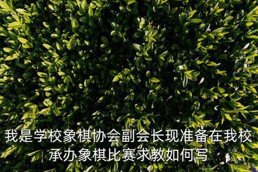 我是學校象棋協(xié)會副會長現(xiàn)準備在我校承辦象棋比賽求教如何寫