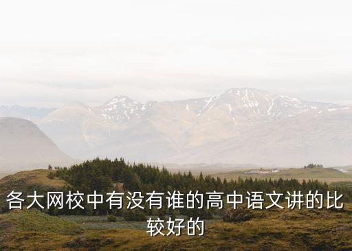 呂晶瑩，各大網(wǎng)校中有沒有誰的高中語文講的比較好的