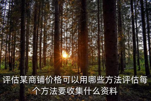 商鋪價格評估，評估某商鋪價格可以用哪些方法評估每個方法要收集什么資料