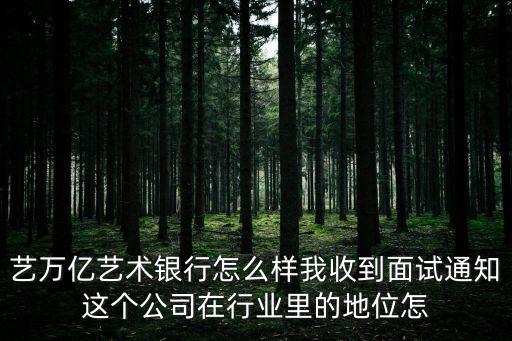 藝萬億藝術(shù)銀行怎么樣我收到面試通知這個(gè)公司在行業(yè)里的地位怎