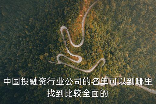 金融投資公司，有那些比較知名的投融資公司