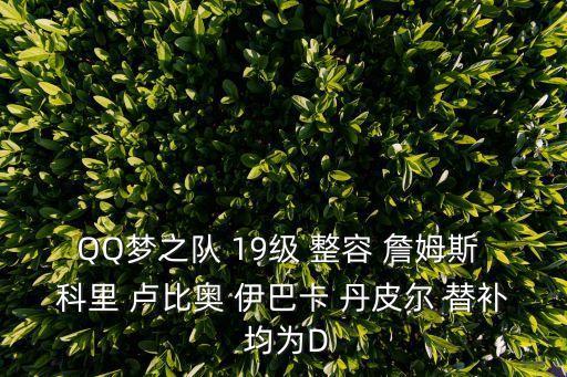 QQ夢之隊 19級 整容 詹姆斯 科里 盧比奧 伊巴卡 丹皮爾 替補 均為D