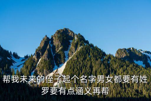幫我未來(lái)的侄子起個(gè)名字男女都要有姓羅要有點(diǎn)涵義再幫