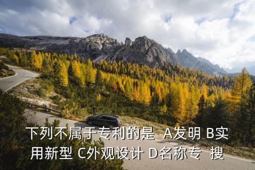 下列不屬于專利的是  A發(fā)明 B實(shí)用新型 C外觀設(shè)計(jì) D名稱專  搜