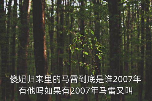 傻妞歸來(lái)里的馬雷到底是誰(shuí)2007年有他嗎如果有2007年馬雷又叫