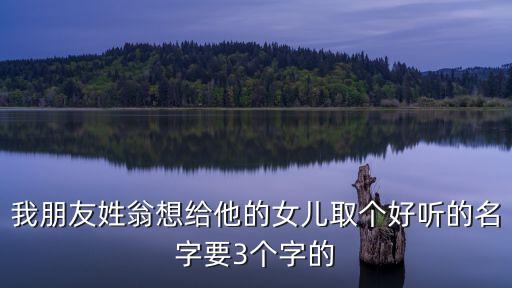 我朋友姓翁想給他的女兒取個好聽的名字要3個字的