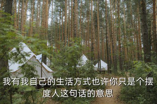 我有我自己的生活方式也許你只是個(gè)擺度人這句話的意思