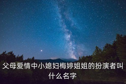 父母愛情中小媳婦梅婷姐姐的扮演者叫什么名字