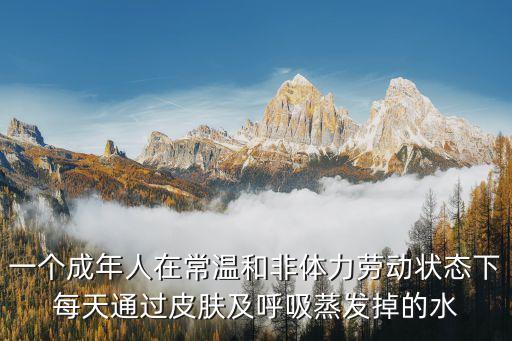 成人在，一個(gè)成年人在常溫和非體力勞動(dòng)狀態(tài)下每天通過皮膚及呼吸蒸發(fā)掉的水