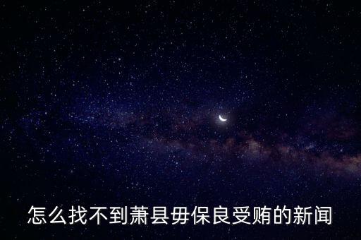 毋保良，怎么找不到蕭縣毋保良受賄的新聞