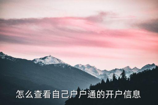 怎么查看自己戶戶通的開戶信息