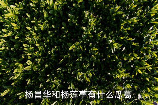 楊昌華和楊蓮亭有什么瓜葛