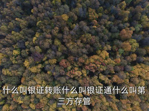 什么叫銀證轉(zhuǎn)賬什么叫銀證通什么叫第三方存管