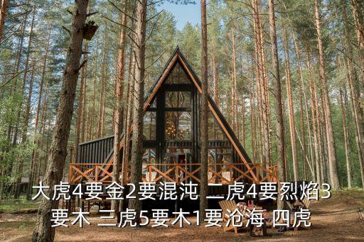 四虎庫影，大虎4要金2要混沌 二虎4要烈焰3要木 三虎5要木1要滄海 四虎