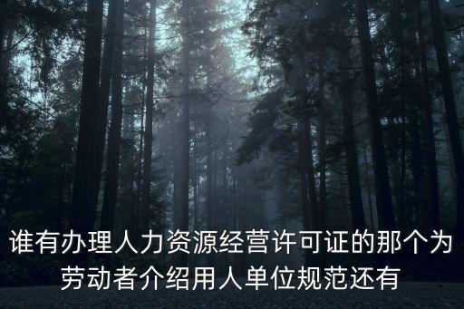誰有辦理人力資源經營許可證的那個為勞動者介紹用人單位規(guī)范還有