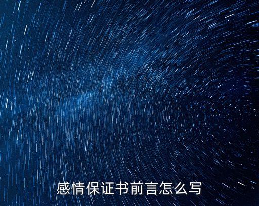 感情保證書前言怎么寫
