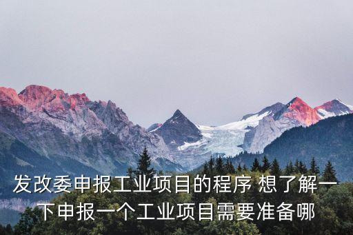發(fā)改委申報工業(yè)項目的程序 想了解一下申報一個工業(yè)項目需要準(zhǔn)備哪