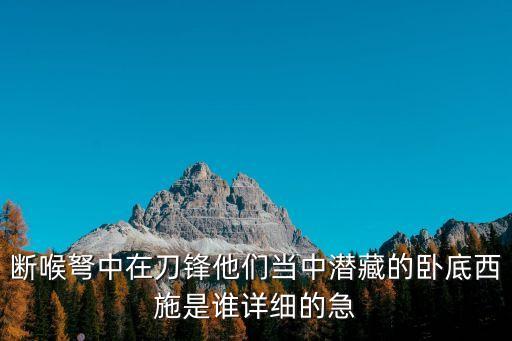 斷喉弩中在刀鋒他們當(dāng)中潛藏的臥底西施是誰詳細(xì)的急