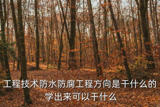工程技術(shù)防水防腐工程方向是干什么的 學(xué)出來可以干什么