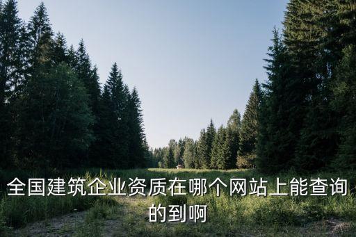 全國建筑企業(yè)資質(zhì)在哪個網(wǎng)站上能查詢的到啊