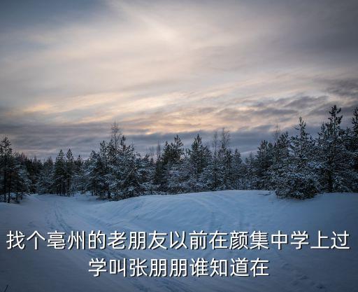 張朋朋，找個(gè)亳州的老朋友以前在顏集中學(xué)上過學(xué)叫張朋朋誰知道在