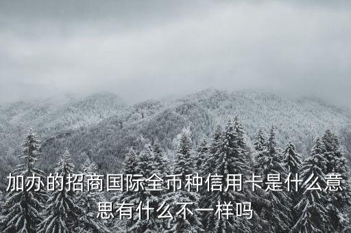 加辦的招商國際全幣種信用卡是什么意思有什么不一樣嗎