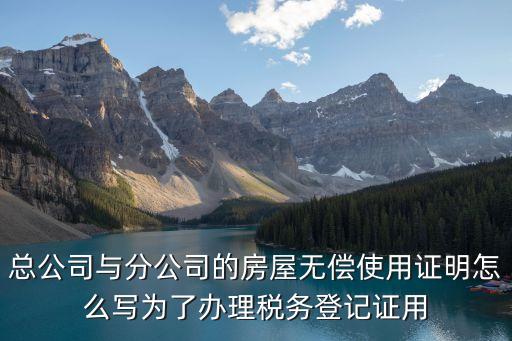 房屋無償使用證明，總公司與分公司的房屋無償使用證明怎么寫為了辦理稅務登記證用