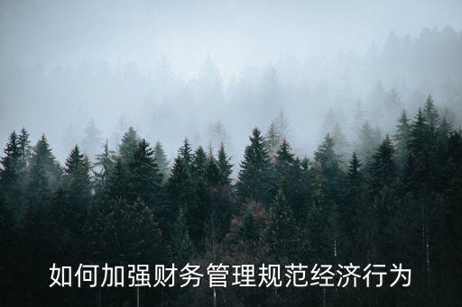 如何加強財務管理規(guī)范經濟行為