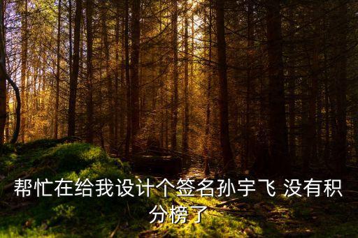 幫忙在給我設(shè)計(jì)個(gè)簽名孫宇飛 沒有積分榜了