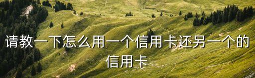 請(qǐng)教一下怎么用一個(gè)信用卡還另一個(gè)的信用卡