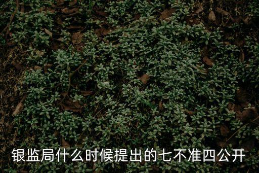 銀監(jiān)局什么時候提出的七不準(zhǔn)四公開