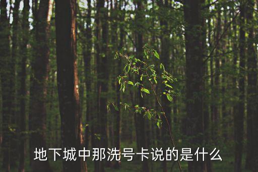 地下城中那洗號卡說的是什么