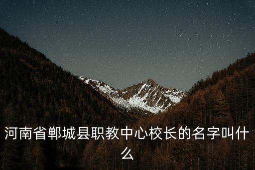 河南省鄲城縣職教中心校長(zhǎng)的名字叫什么