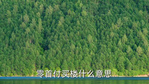 零首付買樓什么意思