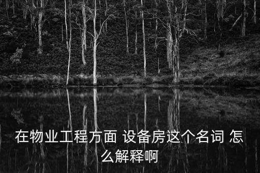 在物業(yè)工程方面 設(shè)備房這個名詞 怎么解釋啊