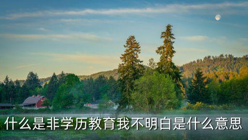 什么是非學歷教育我不明白是什么意思
