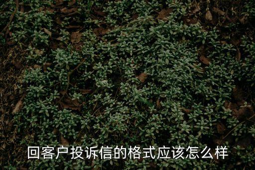 回客戶投訴信的格式應(yīng)該怎么樣