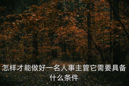 怎樣才能做好一名人事主管它需要具備什么條件
