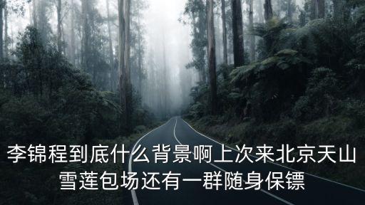 李錦程到底什么背景啊上次來北京天山雪蓮包場還有一群隨身保鏢