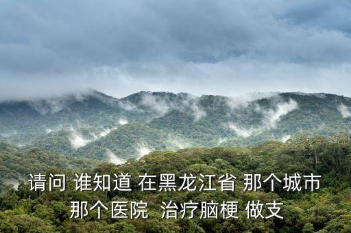 請問 誰知道 在黑龍江省 那個城市 那個醫(yī)院  治療腦梗 做支