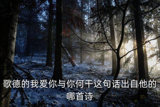 歌德的我愛(ài)你與你何干這句話(huà)出自他的哪首詩(shī)