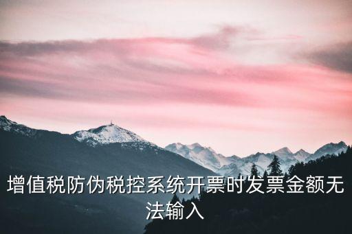 防偽稅控系統(tǒng)，增值稅防偽稅控系統(tǒng)開票時(shí)發(fā)票金額無法輸入